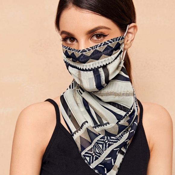 ๐ฅ 1 LEFT! FACE MASK BOHO GEOMETRIC SCARF #15 - Picture 2 of 8